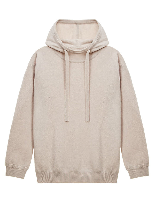 KNIT BEGE HOODED TOP